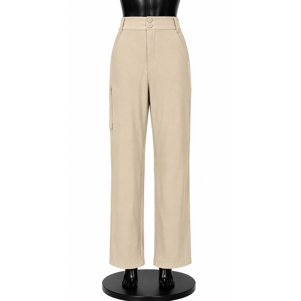 Cabela's Guidewear Womens Activewear Roll Tab Hem Pants Size 10 Beige Knit